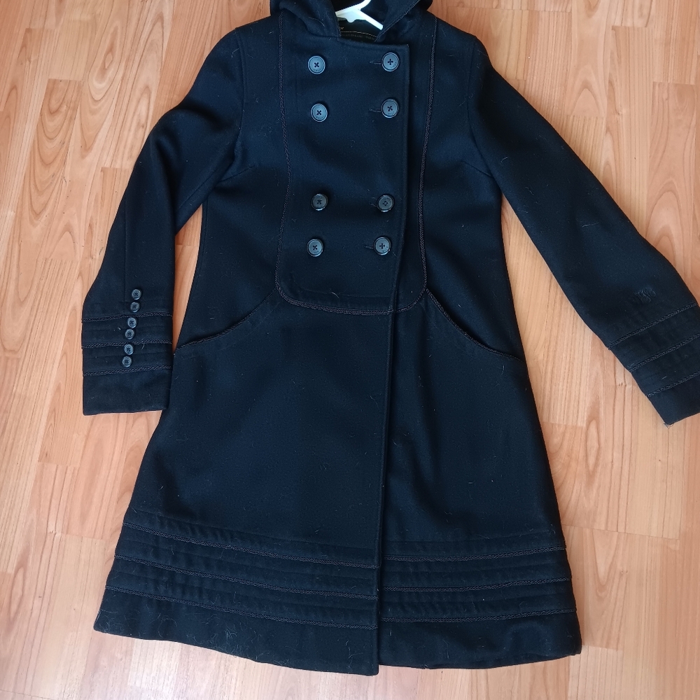 Wesc Wool‎ Blend Coat Hoodie  In Black Pockets Whimsygoth Black Fairy Size Small
